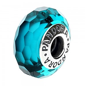 Pandora Beads-Dazzling Murano Glass Teal Faceted-Charm Outlet