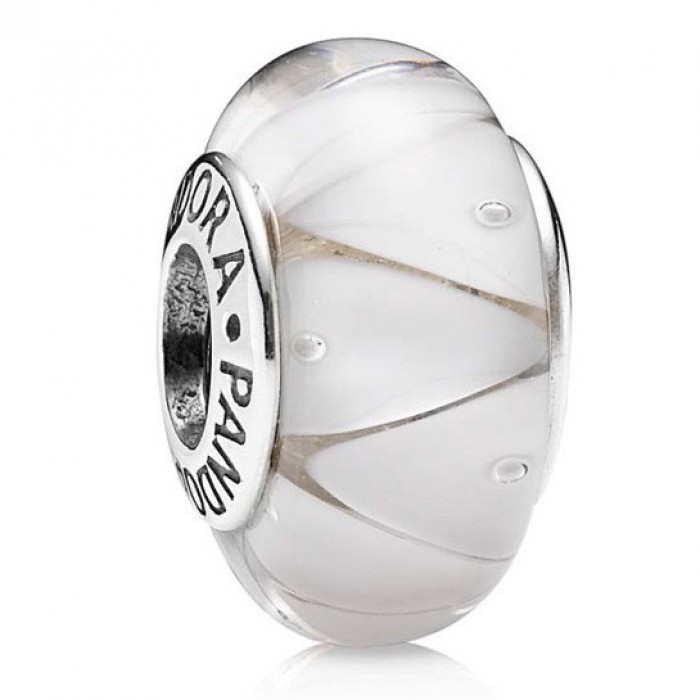 Pandora Beads-Murano Glass And White-Charm Outlet