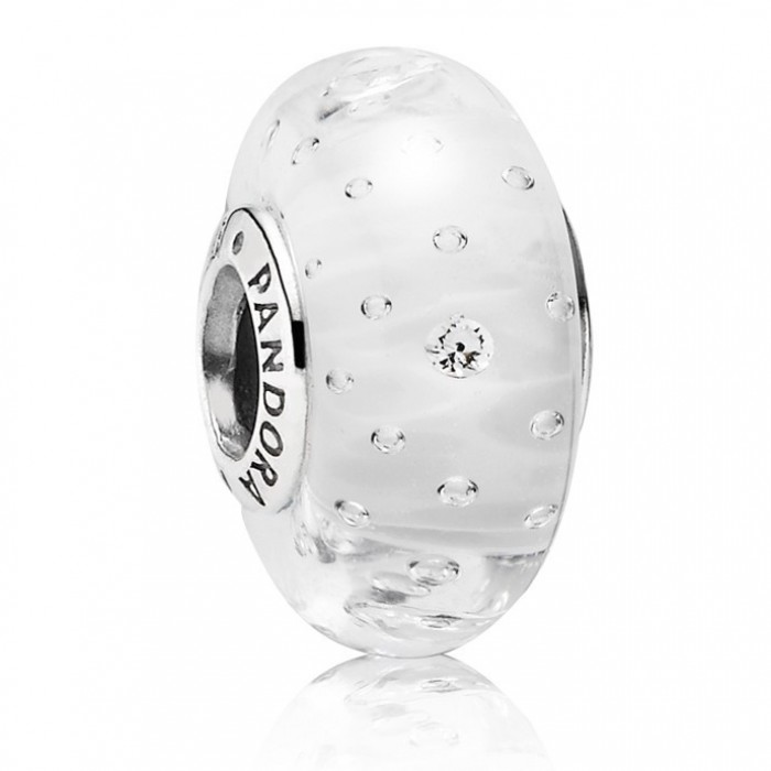 Pandora Beads-Murano Glass And White Fizzle-Charm Outlet