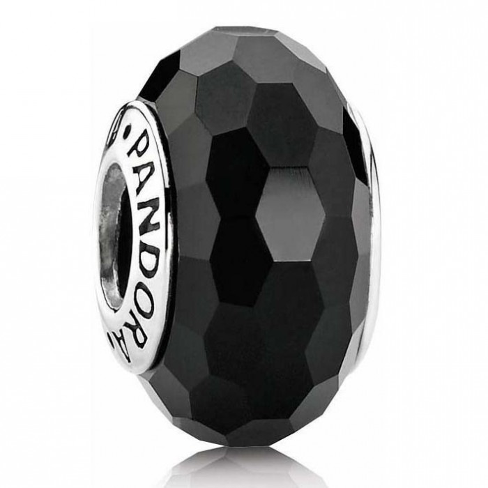 Pandora Beads-Murano Glass Black Faceted-Charm Outlet
