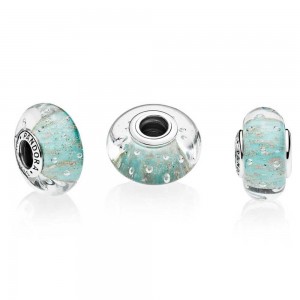 Pandora Beads-Murano Glass Mint Glitter-Charm Outlet