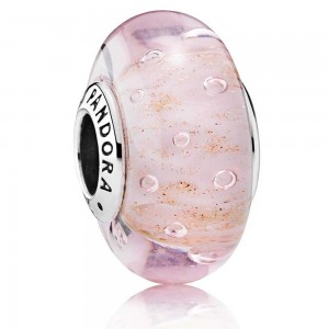 Pandora Beads-Murano Glass Pink Glitter-Charm Outlet