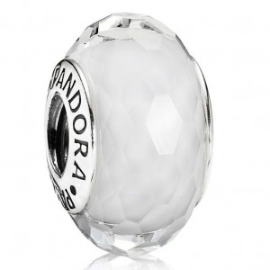 Pandora Beads-Murano Glass White Facted-Charm Outlet