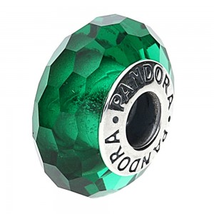 Pandora Beads-Sparkling Murano Glass Green Faceted-Charm Outlet