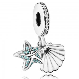 Pandora Charm-Tropical Starfish And Seashell Dropper Summer Outlet