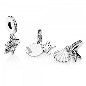 Pandora Charm-Tropical Starfish And Seashell Dropper Summer Outlet