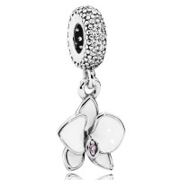Pandora Charm-White Orchid Dropper Floral Outlet Pandora Charm-White Orchid Dropper Floral Outlet