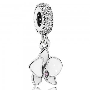 Pandora Charm-White Orchid Dropper Floral Outlet