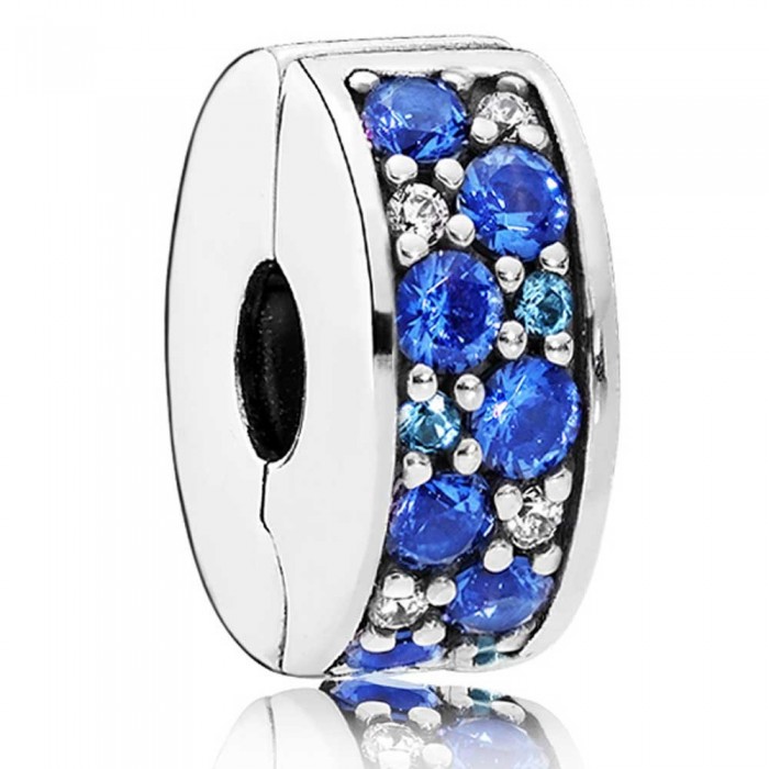 Pandora Clips-Blue Mosaic Shining Elegance-Cubic Zirconia Outlet