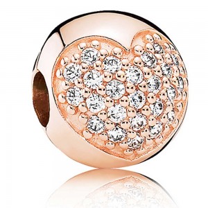 Pandora Clips-Heart Love-Rose Gold Outlet