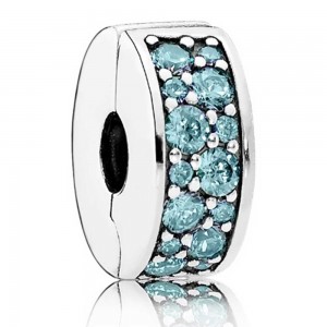 Pandora Clips-Oceanic Teal Shining Elegance-Cubic Zirconia Outlet