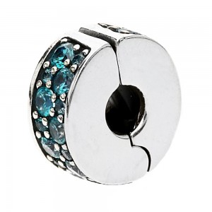 Pandora Clips-Oceanic Teal Shining Elegance-Cubic Zirconia Outlet