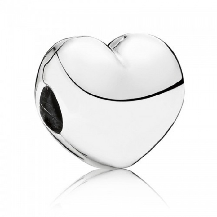 Pandora Clips-Silver Matt Polished Heart Love Outlet