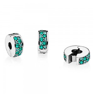 Pandora Clips-Teal Mosaic Shining Elegance-Cubic Zirconia Outlet