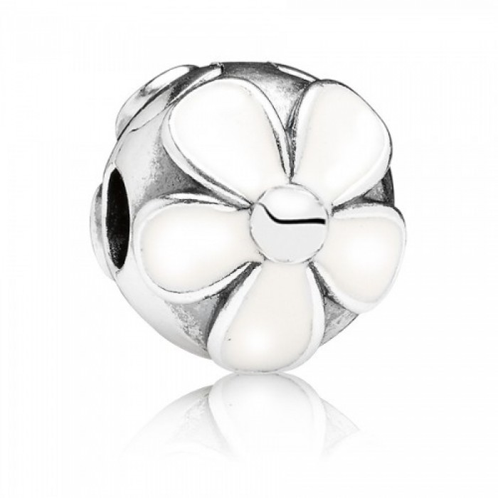 Pandora Clips-White Daisy Floral-925 Silver Outlet