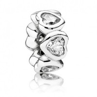 Pandora Spacers-Heart Love-Pave CZ-Sterling Silver Outlet Pandora Spacers-Heart Love-Pave CZ-Sterling Silver Outlet