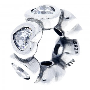 Pandora Spacers-Heart Love-Pave CZ-Sterling Silver Outlet