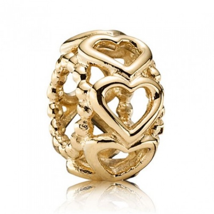 Pandora Spacers-Hearts Love-Gold Outlet