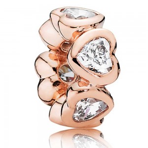 Pandora Spacers-Hearts Love-Rose Gold Outlet