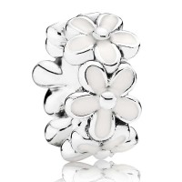 Pandora Spacers-White Daisy Floral-Enamel Outlet Pandora Spacers-White Daisy Floral-Enamel Outlet