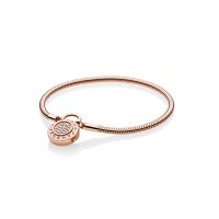 Pandora Bracelet-Smooth Rose-Signature Padlock-Clear CZ Outlet Pandora Bracelet-Smooth Rose-Signature Padlock-Clear CZ Outlet