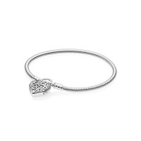 Pandora Bracelet-Smooth Silver Padlock-Regal Heart Outlet Pandora Bracelet-Smooth Silver Padlock-Regal Heart Outlet