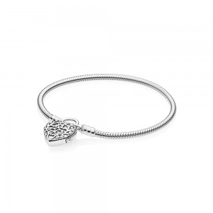 Pandora Bracelet-Smooth Silver Padlock-Regal Heart Outlet
