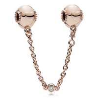 Pandora Charm-Embossed Hearts Safety Chain-Rose-Clear CZ Outlet Pandora Charm-Embossed Hearts Safety Chain-Rose-Clear CZ Outlet