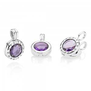 Pandora Charm-Faceted Locket Dangle-Synthetic Amethyst Outlet