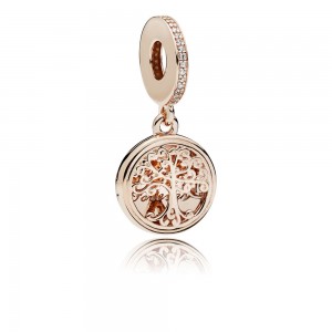 Pandora Charm-Family Roots Dangle-Rose-Clear CZ Outlet