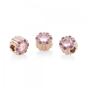 Pandora Charm-Heraldic Radiance-Rose-Pink-Purple Crystals Outlet