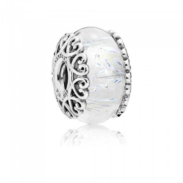 Pandora Charm-Iridescent White Glass Outlet