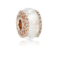 Pandora Charm-Iridescent White Glass-Rose Outlet Pandora Charm-Iridescent White Glass-Rose Outlet