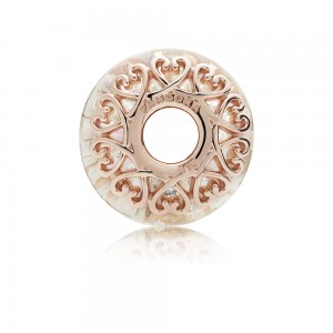 Pandora Charm-Iridescent White Glass-Rose Outlet