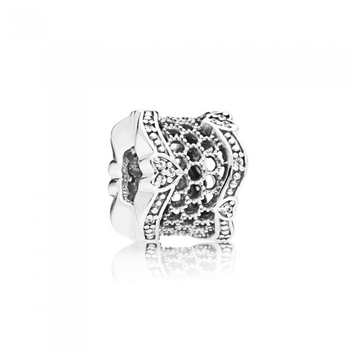 Pandora Charm-Lace of Love Spacer-Clear CZ Outlet