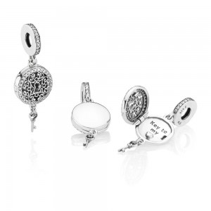 Pandora Charm-Regal Love Key Dangle-Clear CZ Outlet