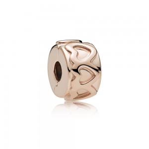 Pandora Charm-Row of Hearts Clip-Rose Outlet