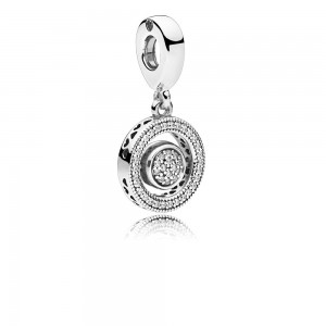 Pandora Charm-Spinning Signature Dangle-Clear CZ Outlet