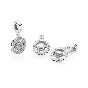 Pandora Charm-Spinning Signature Dangle-Clear CZ Outlet