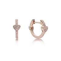 Pandora Earring-Allu Hearts Hoop-Rose-Clear CZ Outlet Pandora Earring-Allu Hearts Hoop-Rose-Clear CZ Outlet