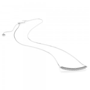 Pandora Necklace-Hearts of Bar-Clear CZ Outlet