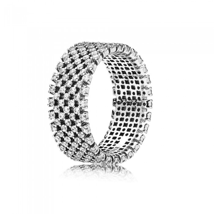 Pandora Ring-Heraldic Check-Clear CZ Outlet