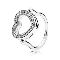 Pandora Ring-Sparkling Floating Heart Locket-Clear CZ Outlet Pandora Ring-Sparkling Floating Heart Locket-Clear CZ Outlet