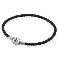 Pandora Bracelet-Black Braided-Leather Outlet Pandora Bracelet-Black Braided-Leather Outlet