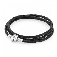 Pandora Bracelet-Black Triple-Leather Outlet Pandora Bracelet-Black Triple-Leather Outlet