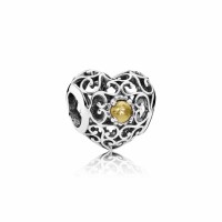 Pandora Charm-November Signature Heart-Citrine Outlet Pandora Charm-November Signature Heart-Citrine Outlet