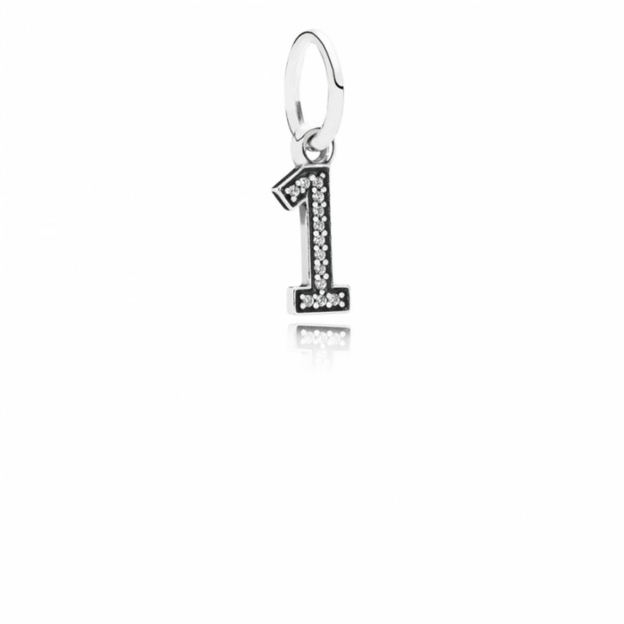 Pandora Charm-Number 1 Dangle-Clear CZ Outlet