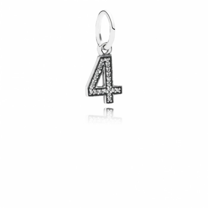 Pandora Charm-Number 4 Dangle-Clear CZ Outlet