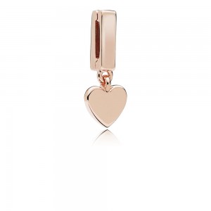 Pandora Charm-Reflexions Floating Heart Clip-Rose Outlet