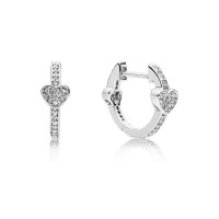Pandora Earring-Allu Hearts Hoop-Clear CZ Outlet Pandora Earring-Allu Hearts Hoop-Clear CZ Outlet